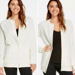 Fabletics White Snap-Button Jacket